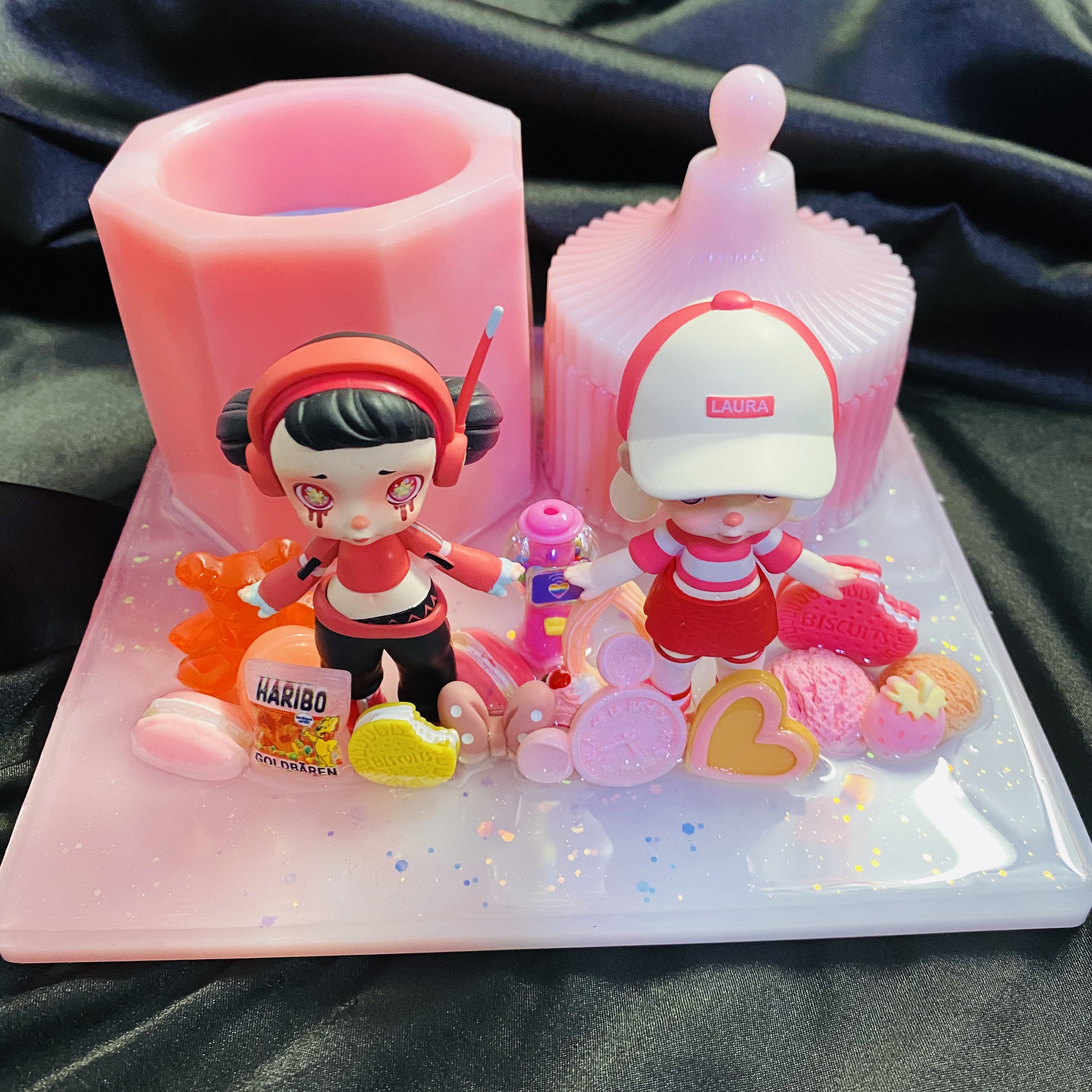 小萌家古风版盲盒透明滴胶笔筒口红架车摆件摆台摆件