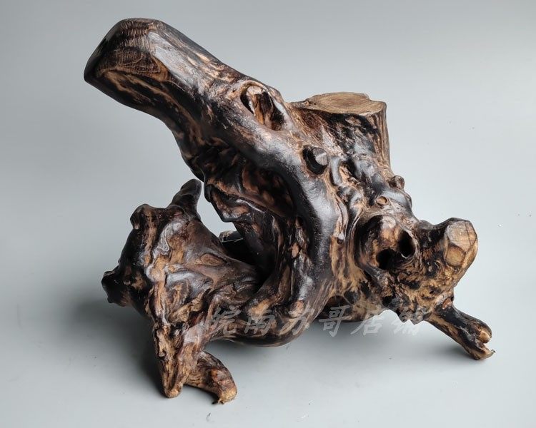 天然树木根雕黄荆木炭化木风风化木随底座底托根雕