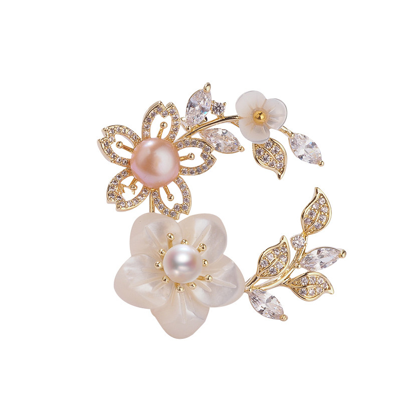 教师节礼物花好月圆珍珠百合花胸针气质高端配饰别针胸针
