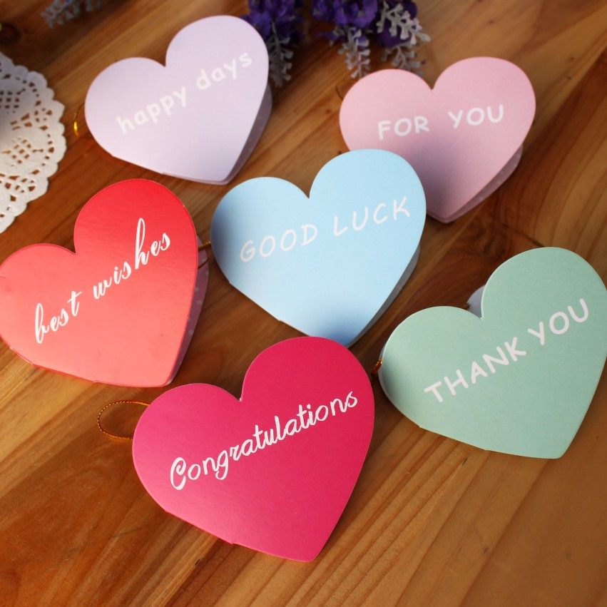 韩国创意感谢卡感恩节爱心小贺卡心形祝福卡片许愿卡七夕节心意卡