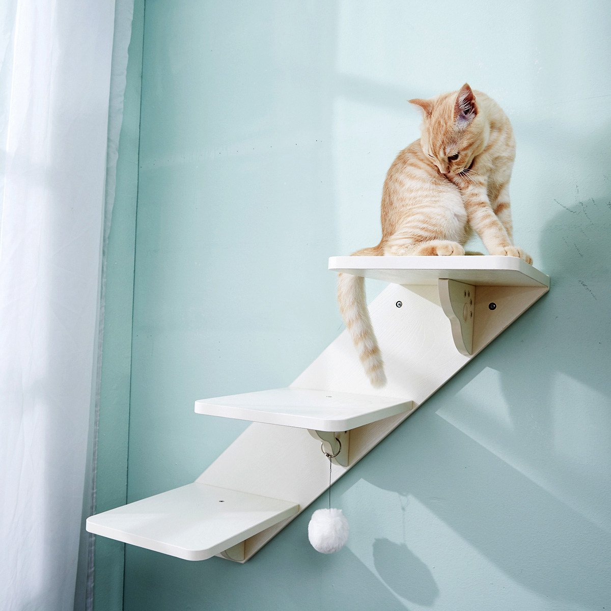 25省包邮波奇cats猫家具木制墙上猫抓板楼梯猫爬架台白浮雕猫跳台