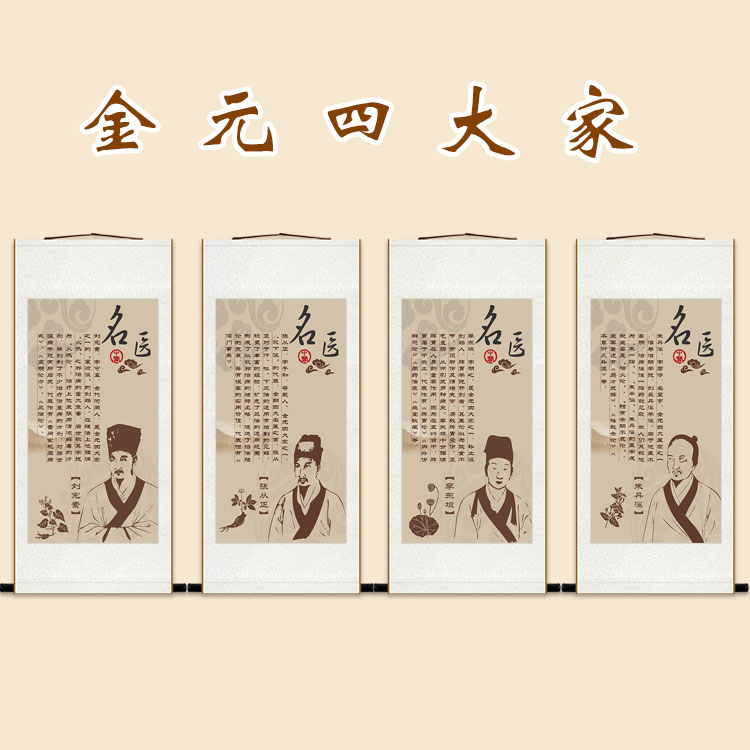 金元装饰中医院挂画卷轴画像名医正名四大刘完素国画