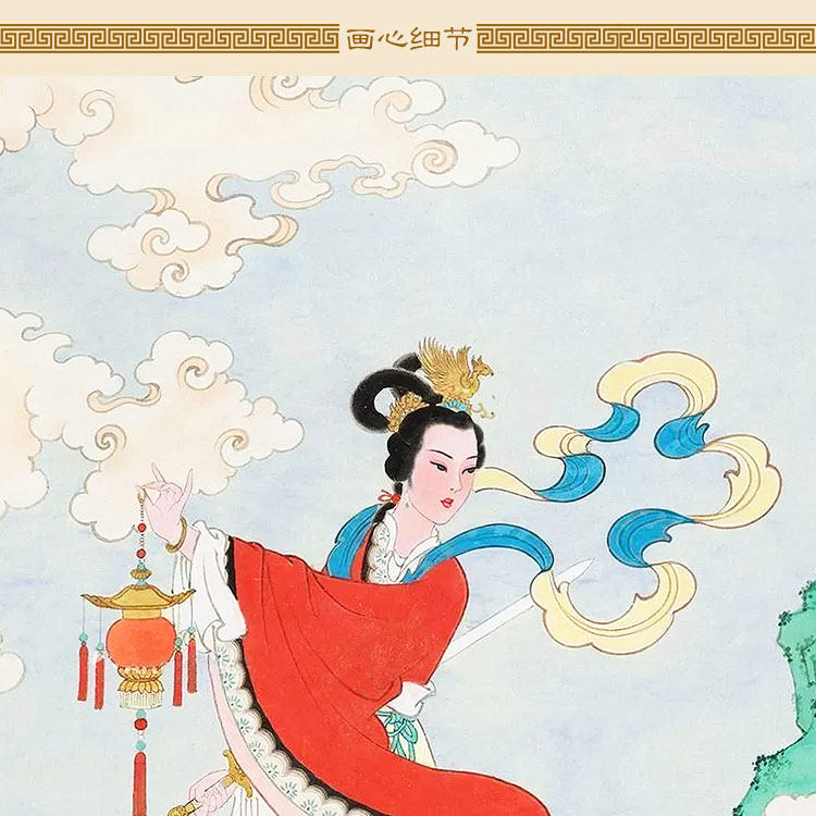 华山三圣圣母宝莲灯神话人物卷轴挂画中式复古国画
