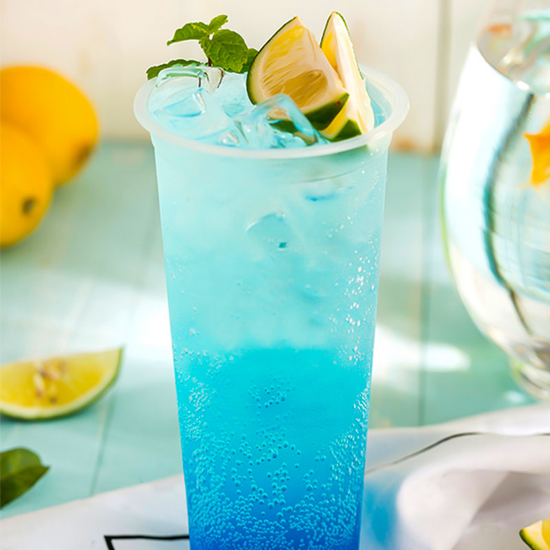 新日期糖浆气泡分层苏打水鸡尾酒可调730ml果露蓝柑糖浆