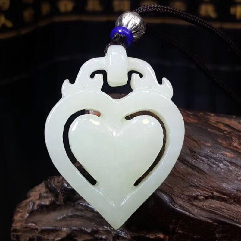 新疆和田心形吊坠同心结玉石玉器项坠玉坠定情颈饰