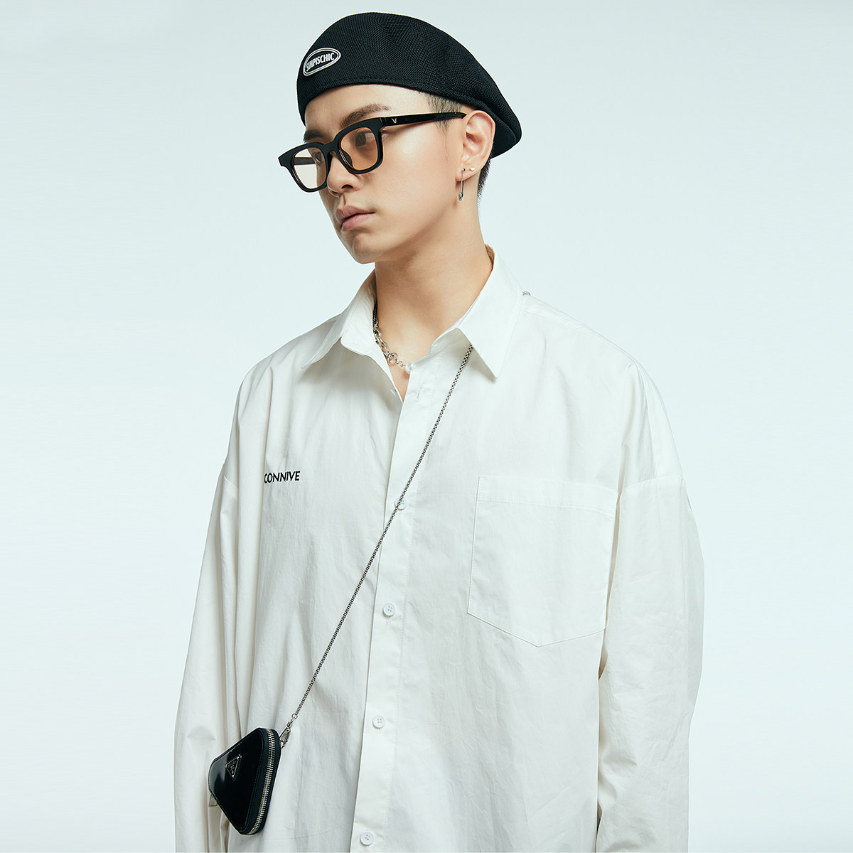 首席名模秋季白色衬衫长袖男潮ins港风日宽松衬衫