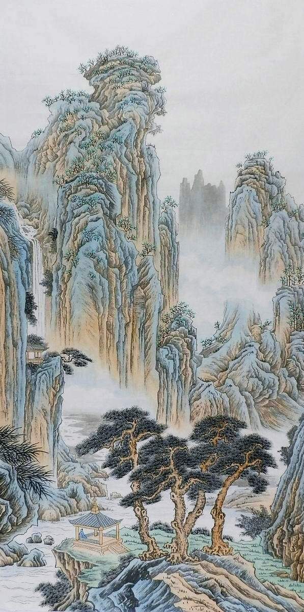 gg精品山水画中堂国画无款四尺手绘装饰画办公室国画