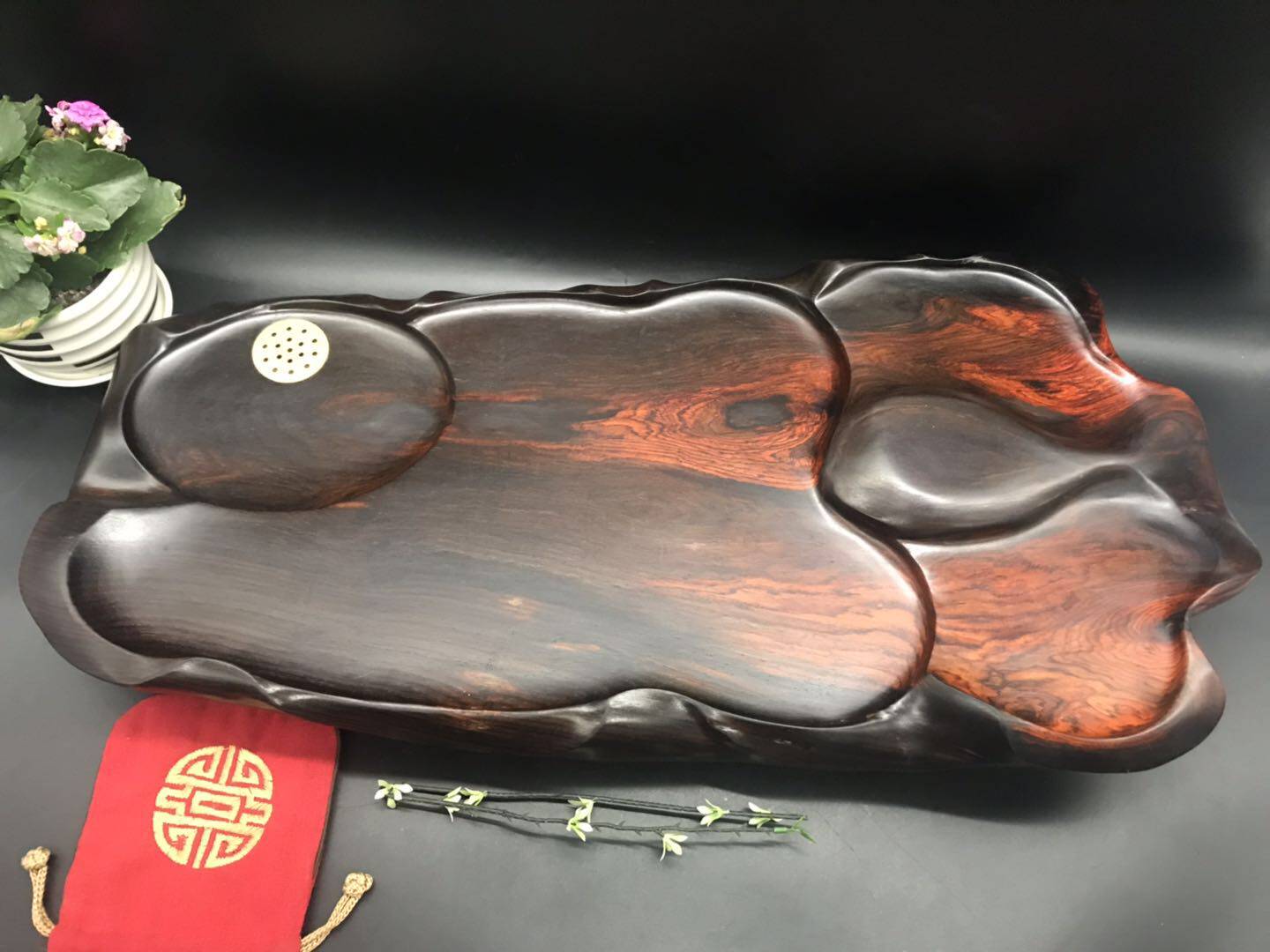 老挝大红酸枝跤趾黄檀经典红木茶盘木雕