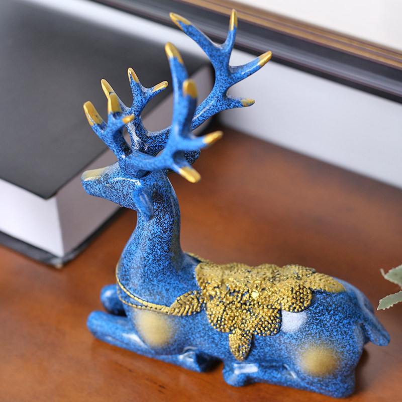 简美招财财鹿创意欧式家居电视柜客厅装饰品摆件摆件