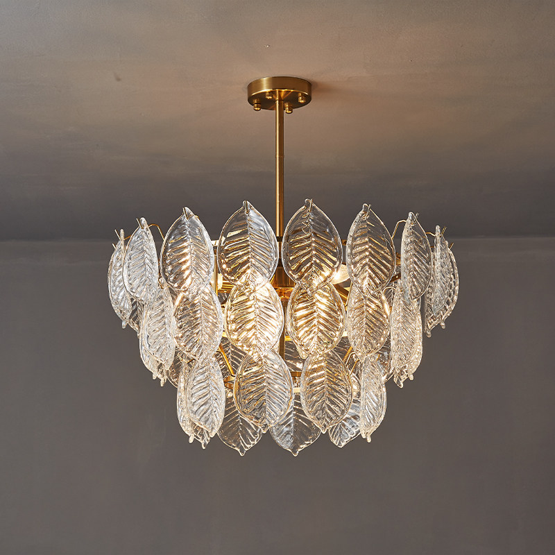 北欧客厅吊灯简约现代轻奢树叶玻璃灯饰网红客厅吊灯