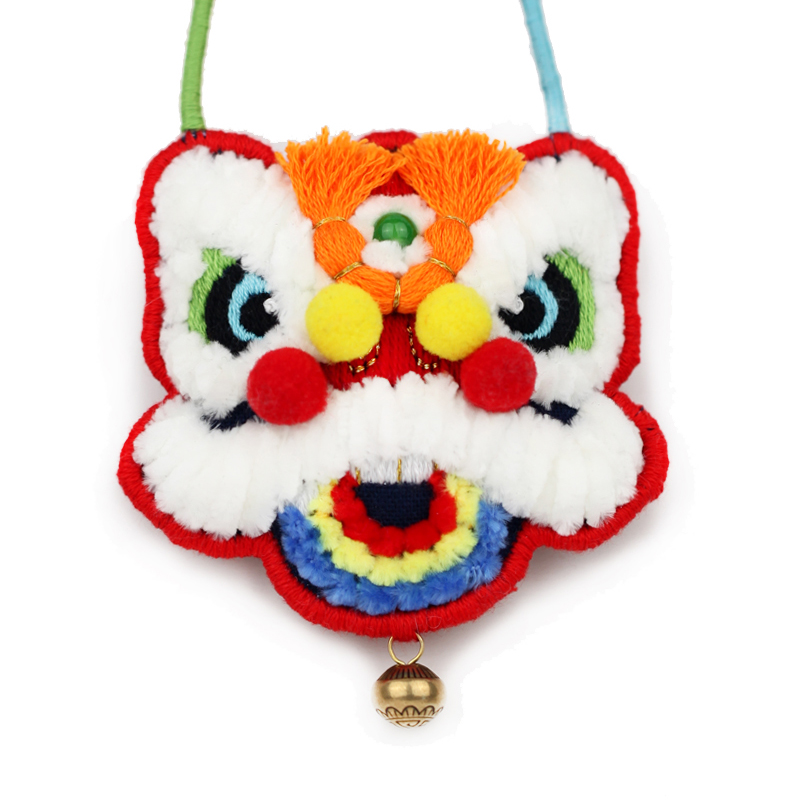 中国风手工diy刺绣醒狮