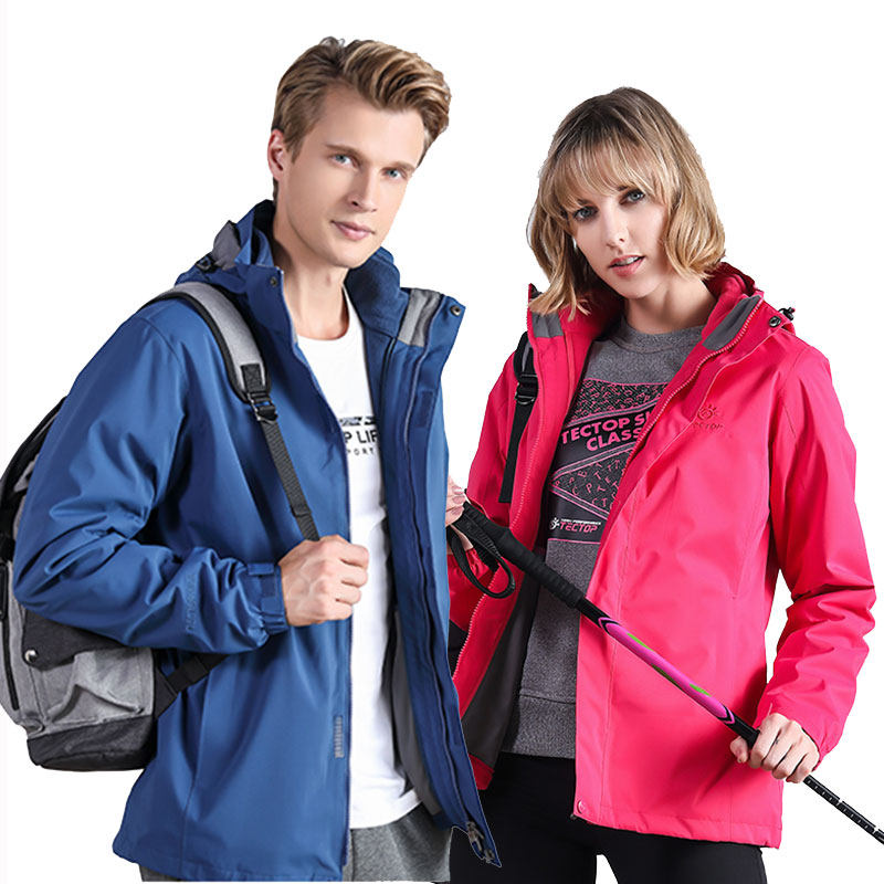 正品tectop探拓户外服饰男女女款两件件套抓绒冲锋衣