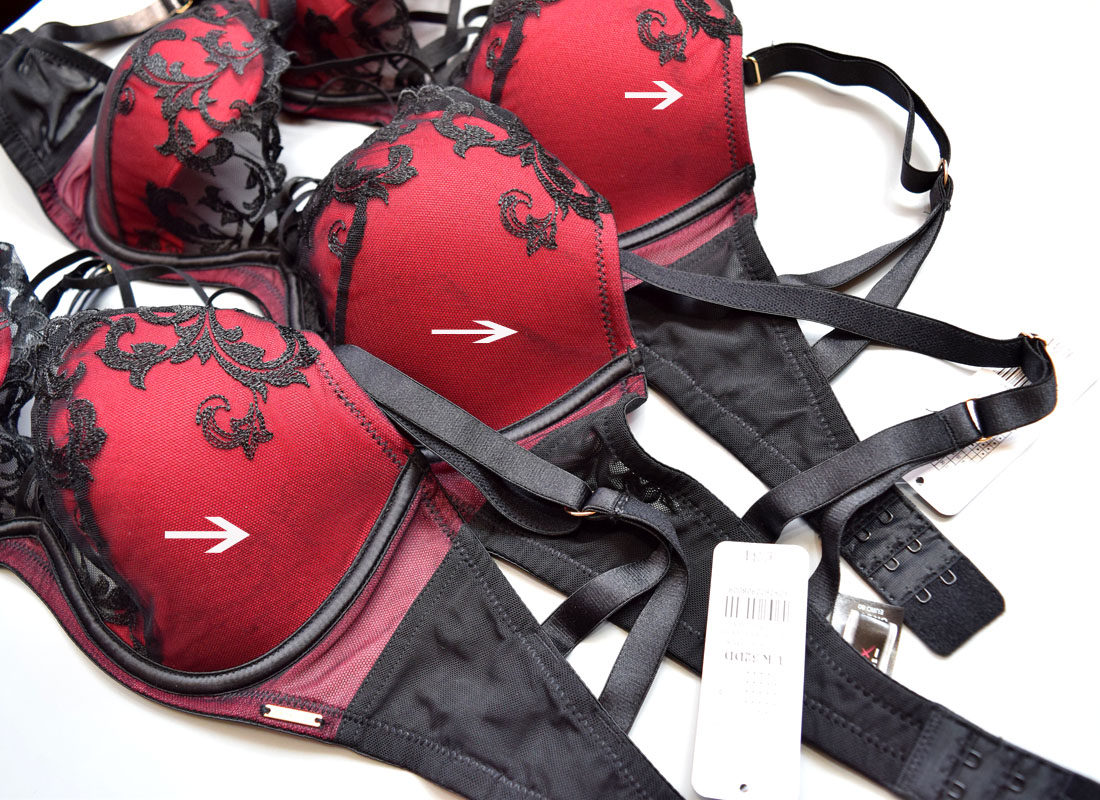 70de75cd80cd英ba美胸线性感刺绣黑红配色美丽薄绵垫大杯文胸