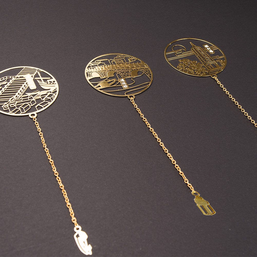 故宫文创京杭大运河礼物精致镂空创意黄铜书签