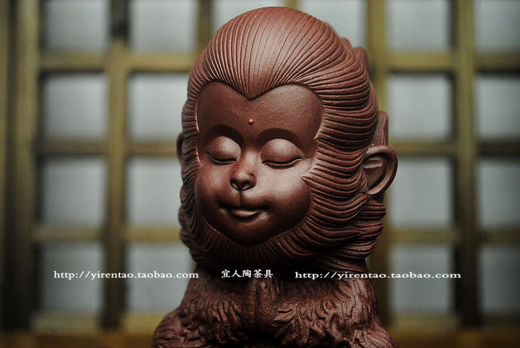 宜兴精品名家大师紫砂茶宠手工齐天大圣孙悟空雕塑茶宠摆件