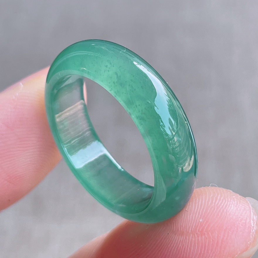 翡翠琪琪188mm冰种蓝水水绿货玉戒指男女女款戒指