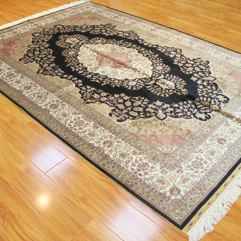 河南中旺地毯厂出口海外南召手织波斯黑色地毯地毯