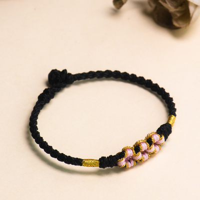 手工编织桃花结手绳情侣手链ins小众设计原创个性学生森系闺蜜