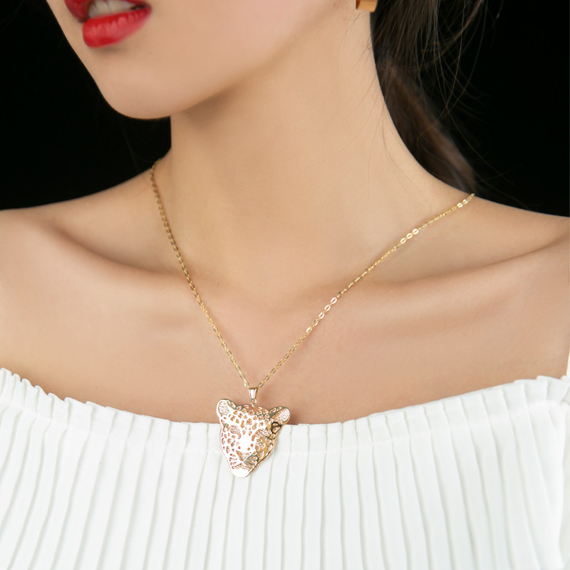 恒蕴叶子14k金美人猎豹野性锁骨吊坠性感中性颈饰