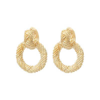 小众恒蕴叶子黄金复古圆形套环耳环做旧潮女御姐耳坠耳饰 原价5298元