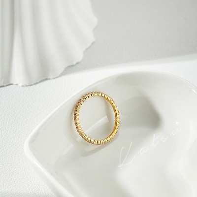 正品 18k黄金排锆戒指 k金戒子 k黄 整圈满圈