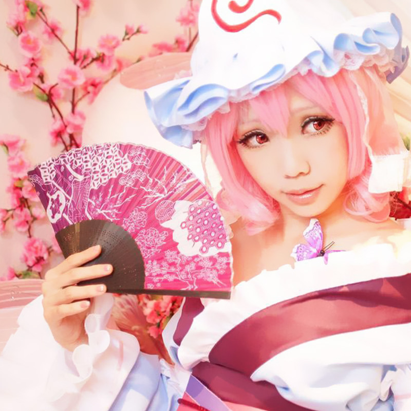 东方project西行寺幽幽扇子cos纺绸折扇acg动漫周边动漫水杯