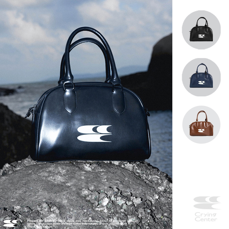 CryingCenter 未来复古系列 手提斜跨CCC大logo波士顿包 蓝黑
