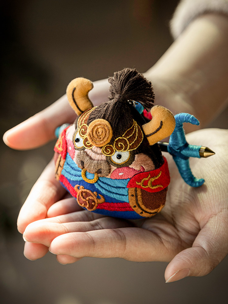 王的手创生肖挂件平安香囊立体自绣刺绣牛年包牛年缝纫diy材料套装