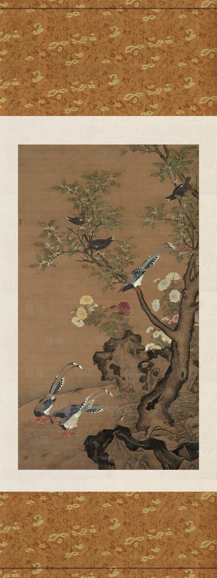 国画明吕纪秋芙蓉山水立轴花鸟书法酒店宾馆茶楼国画