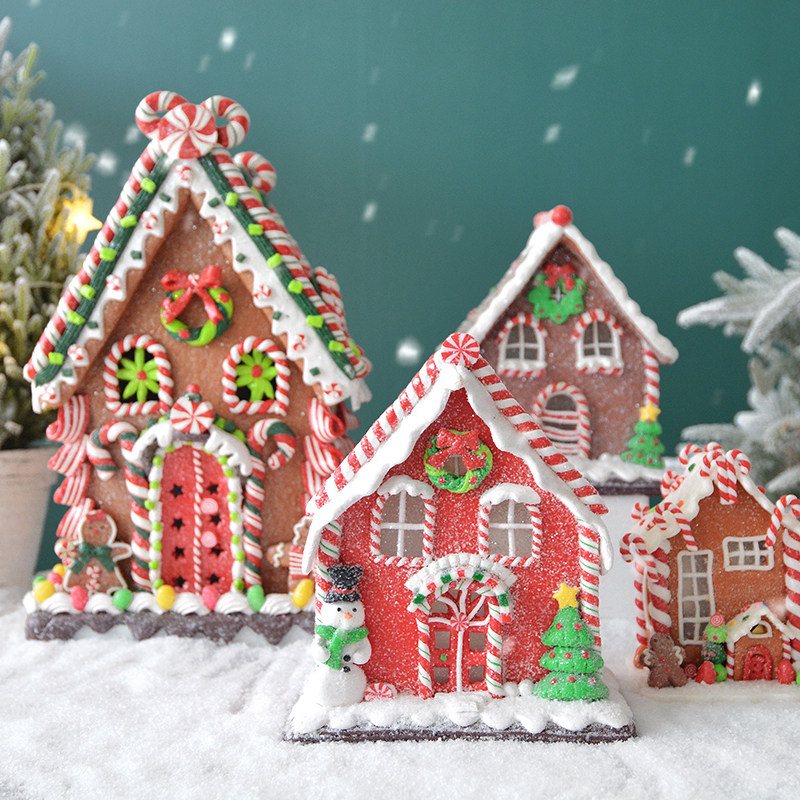 可亮灯圣诞礼物swanlace仿翻糖软陶黏土童话糖果屋橱窗立体摆件