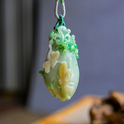 锦玉轩天然翡翠a货挂件玉兰花俏雕冰种jxc2641