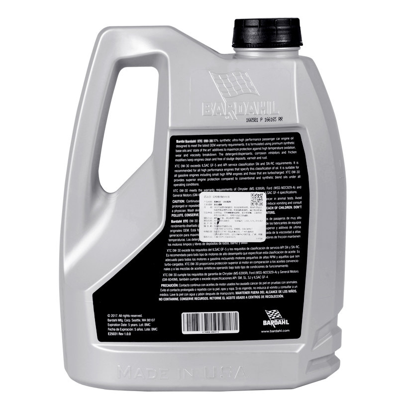 80年佰达尔bardahlxtc s9 赛驰机油 全合成0w-20 sn-rc级 4l