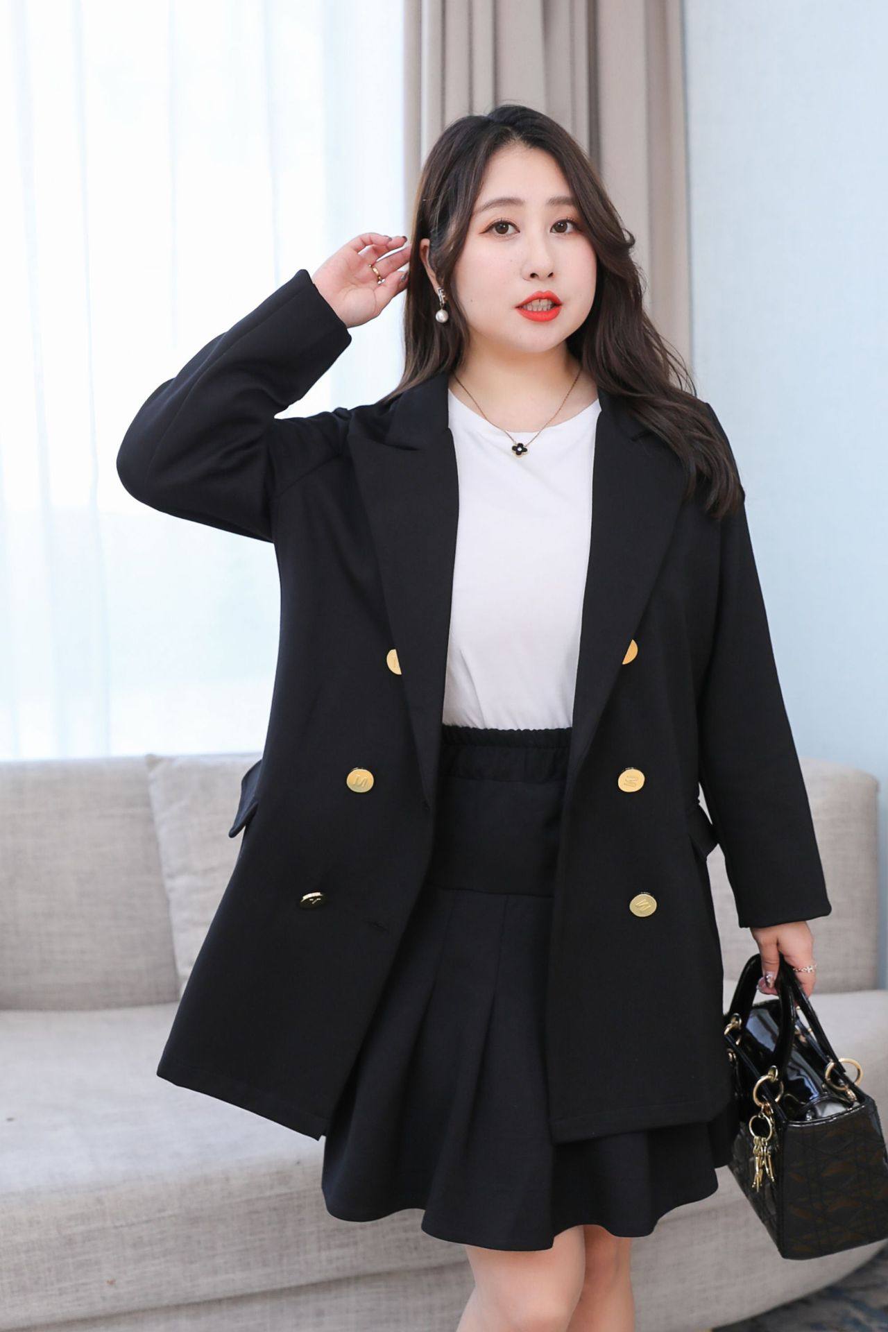 200特大码女300斤西装外套胖mm半身裙春秋240加大职业正装ol套装