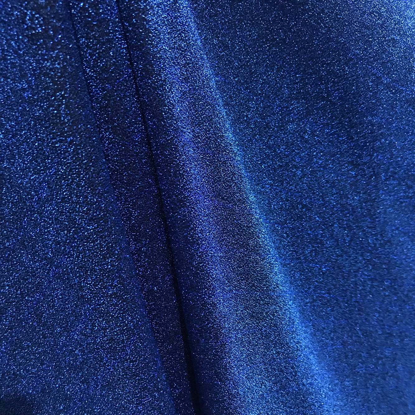 深寒冰蓝色钻石闪光肌理亮光双层网纱布料礼服舞台时装设计师面料