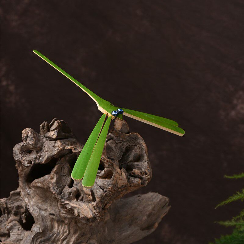 手工竹制竹蜻蜓创意平衡茶道摆件工艺品装饰品怀旧茶宠摆件