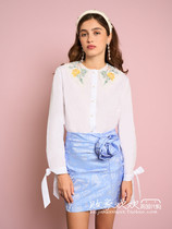 UK 10 13 Pine SJ womens new embroidered floral light long sleeve comfortable shirt