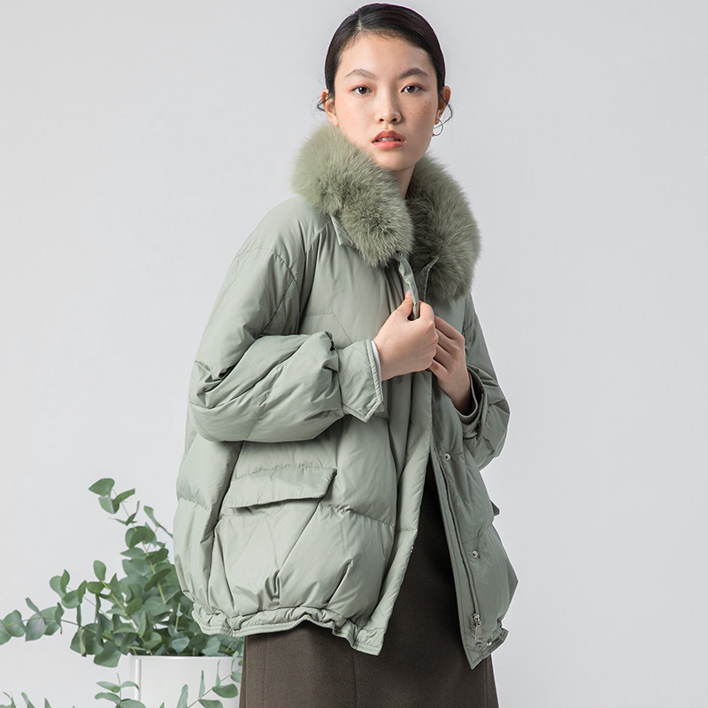 商场同款gloria歌莉娅2020新品毛领宽松短款鹅绒羽绒服