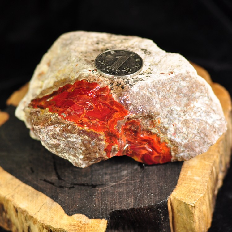 天然北票战国红缟玛瑙原石毛料辽宁朝阳摆件摆件