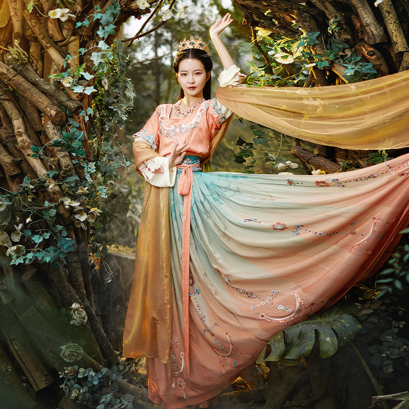 都城南庄汉服一梦长安袒领花神原创正品春夏绣花学生日常汉服敦煌