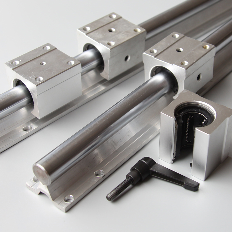 圆柱铝托光轴导轨重型承重滑轨推台锯直线轴承滑块滑台轨道sbr20