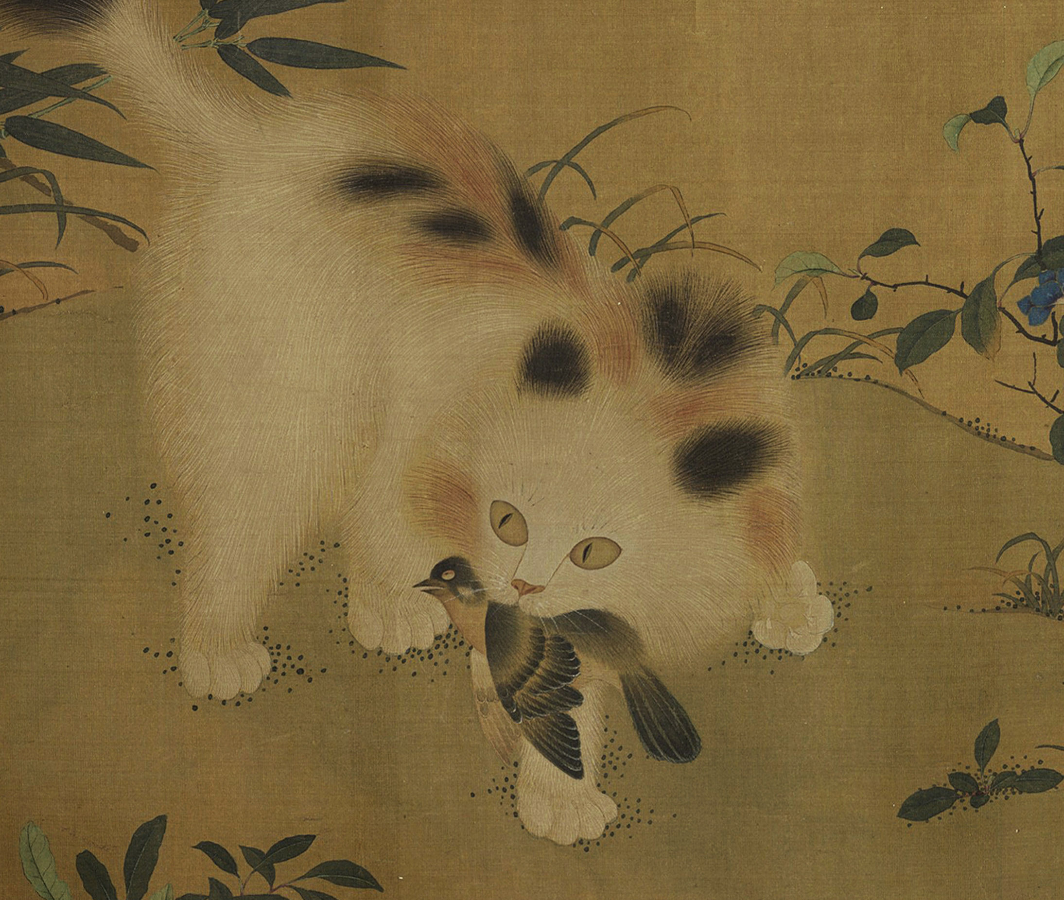 明朱瞻基宣宗唐苑嬉春图五狸奴图卷工笔猫古画高清复制临摹装饰画