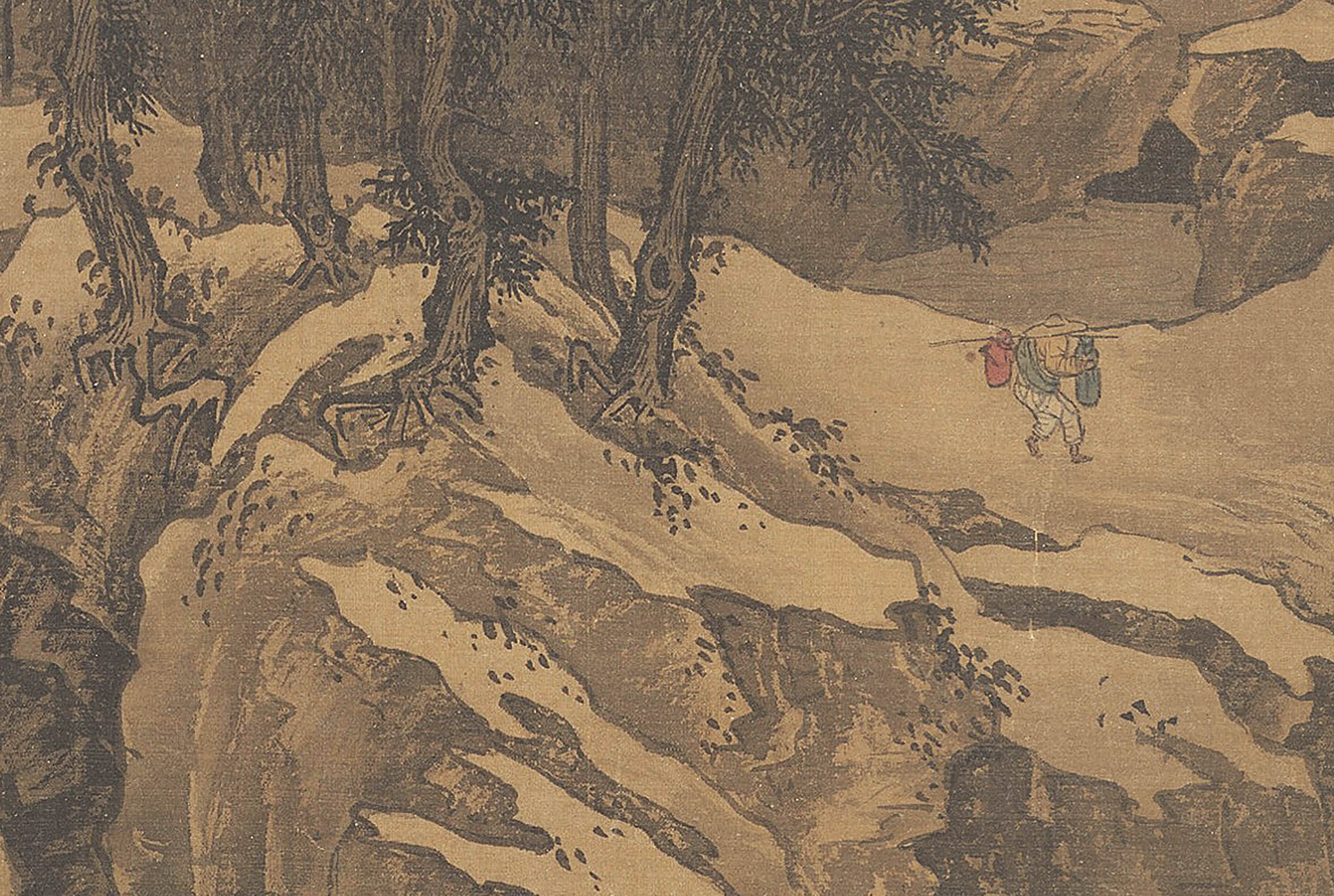 北宋高克明溪山意图卷宋画横版长图山水画国画微喷国画