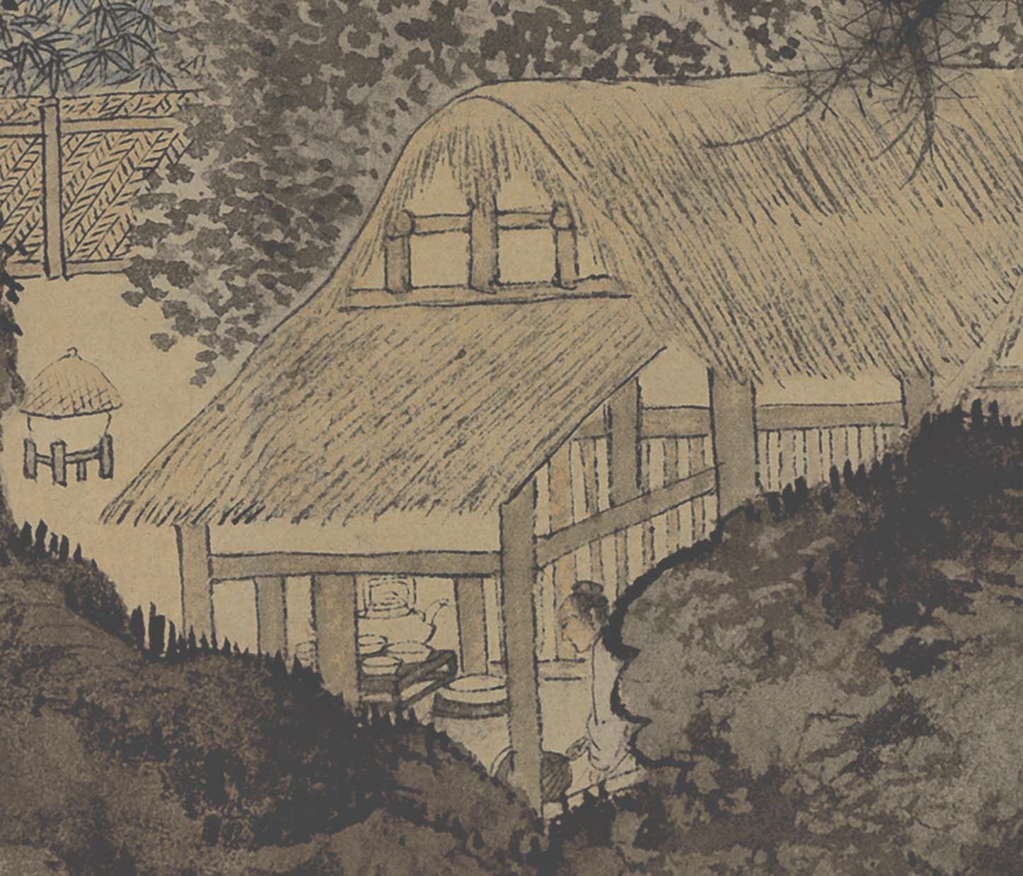 新品明唐寅事茗图国画名家唐伯虎字画宣纸画心客厅横幅装饰画