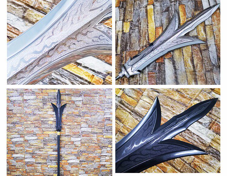 新台湾龙裕电镀三尖两刃戟二郎神练习长枪长矛无刃长兵器道具玩具