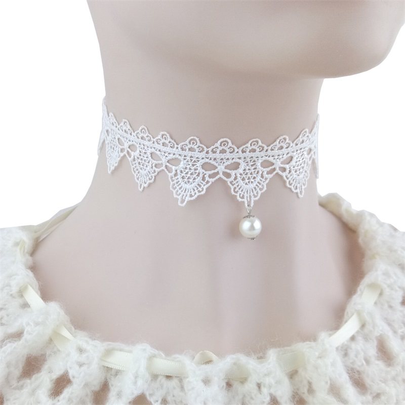 白色项链颈饰蕾丝新娘婚纱配饰脖子饰品韩式项链