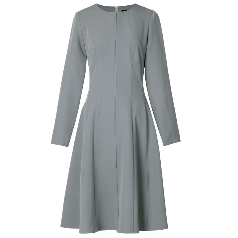 罗衣原创连衣裙2018秋冬装新款知性简约修身优雅大摆中长裙子5921