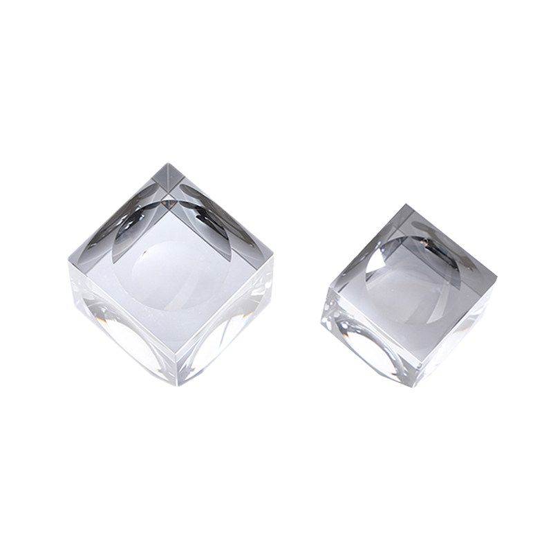 现代简约欧式轻奢几何烟灰色魔方水晶块摆件样板房售楼处软装饰品