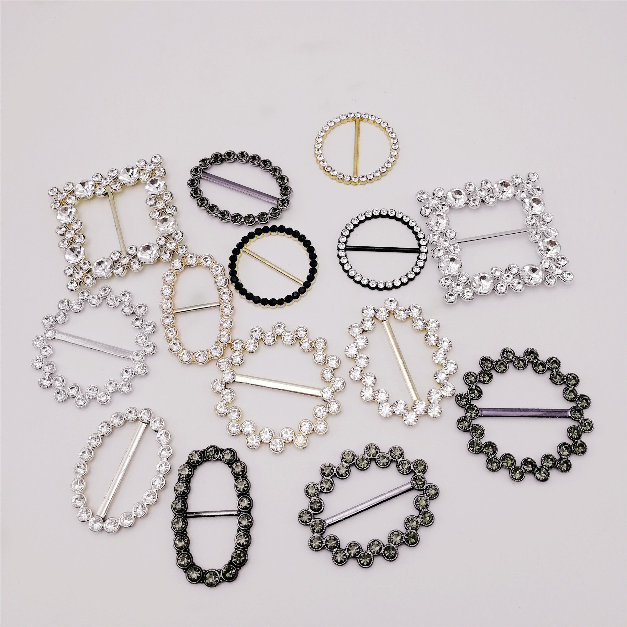 金属日字扣简约百搭镶钻衣角扣t恤衬衫打结扣装饰扣丝巾扣腰带扣