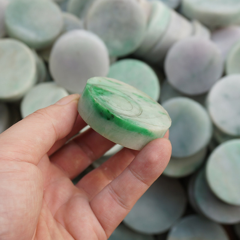 牌子天然翡翠手镯心镯芯糯冰飘花飘绿牌明料片平安扣珠宝奇石