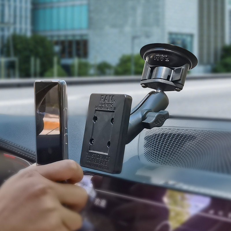 ram车载电子支架行车记录仪汽车吸盘盘式磁吸手机支架